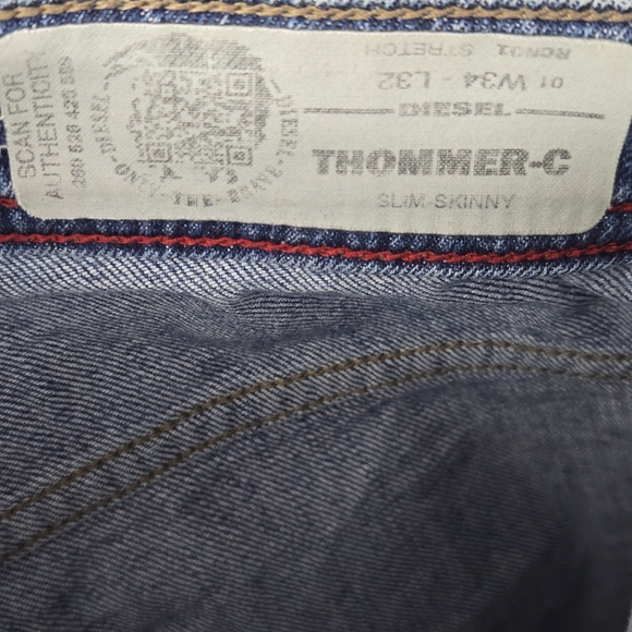 Diesel Slim Skinny  Thommer-C Blue Distressed Jeans with Ripped Distressed - Picture 7 of 7